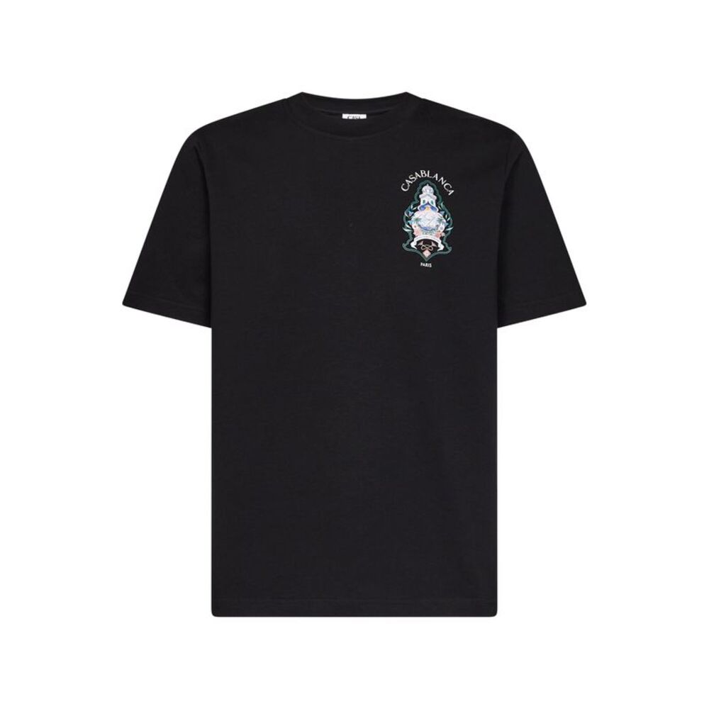 Casablanca Men Black Cotton Jersey Hotel Emblem T-Shirt